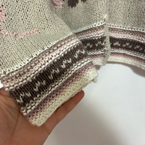 Eddie Bauer Legend Hand Knit Cardigan Sweater Garden Floral Flower Linen Sz L - Picture 4 of 10